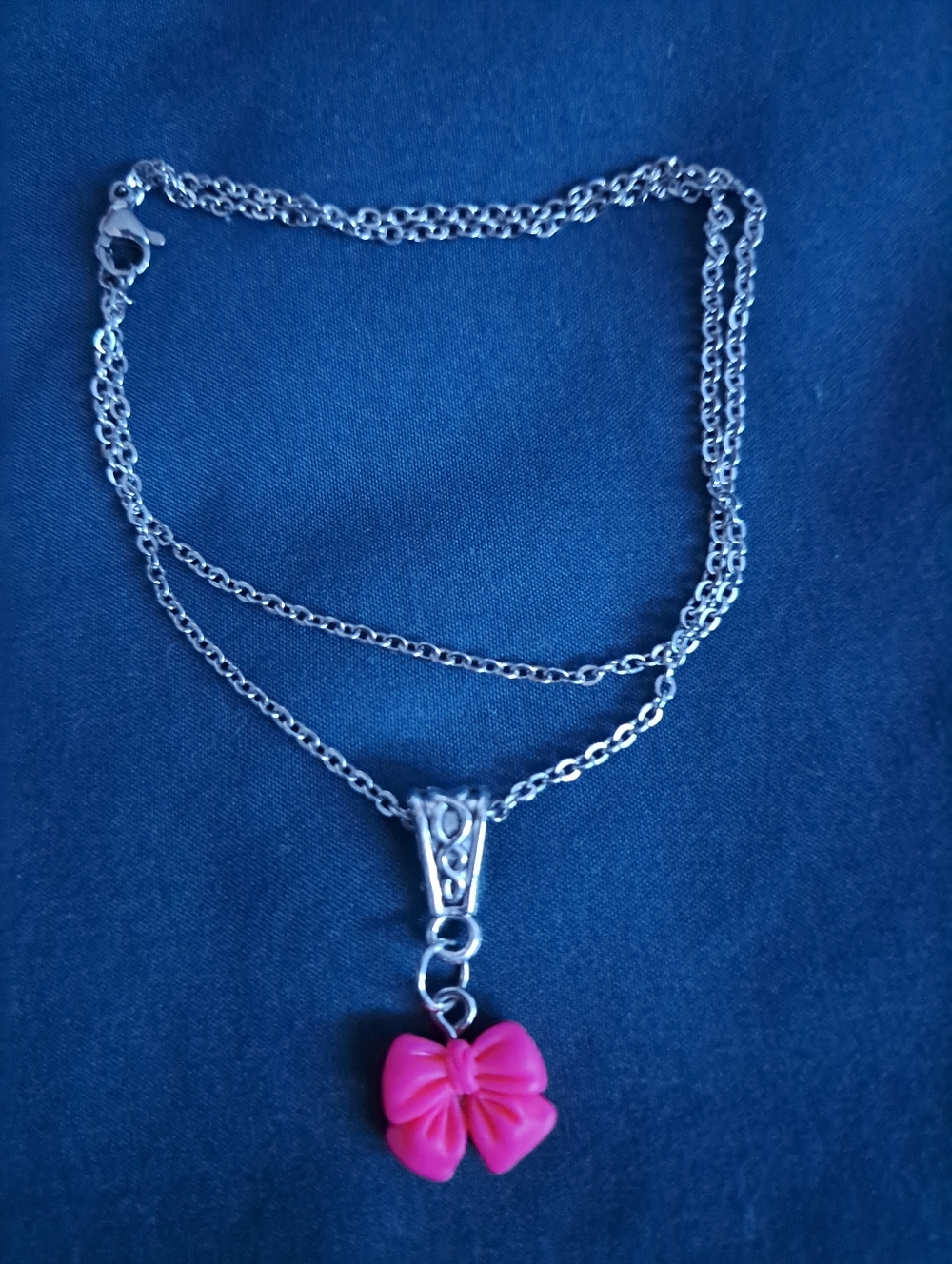 Pink Bow Necklace